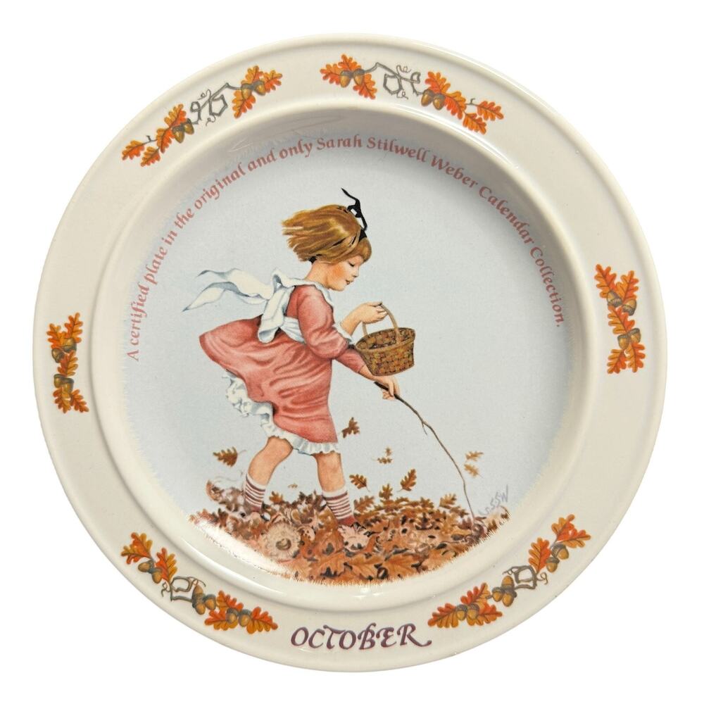 Newell Pottery Co OCTOBER plate 7.25" Months Of The Year Numbered Vintage 1984